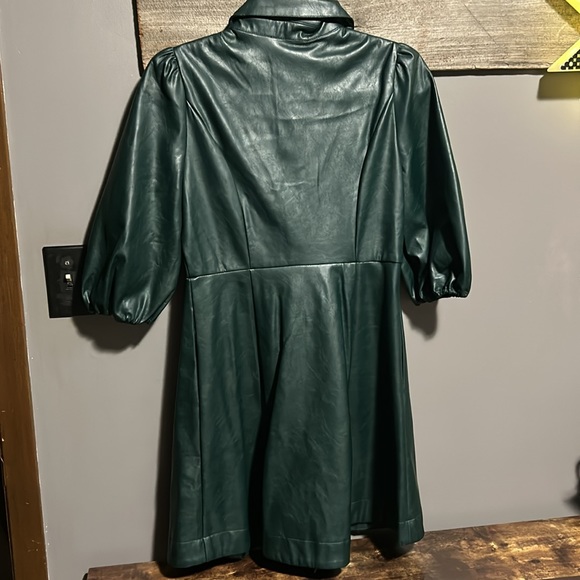 Holiday 🌲 Forest Hunter Green Faux Leather Dress - Picture 4 of 15